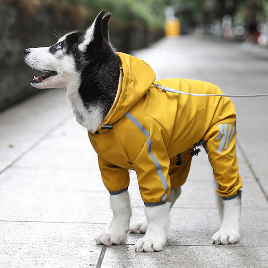 Raincoat With Leash Hole, Reflective Strap For Dogs