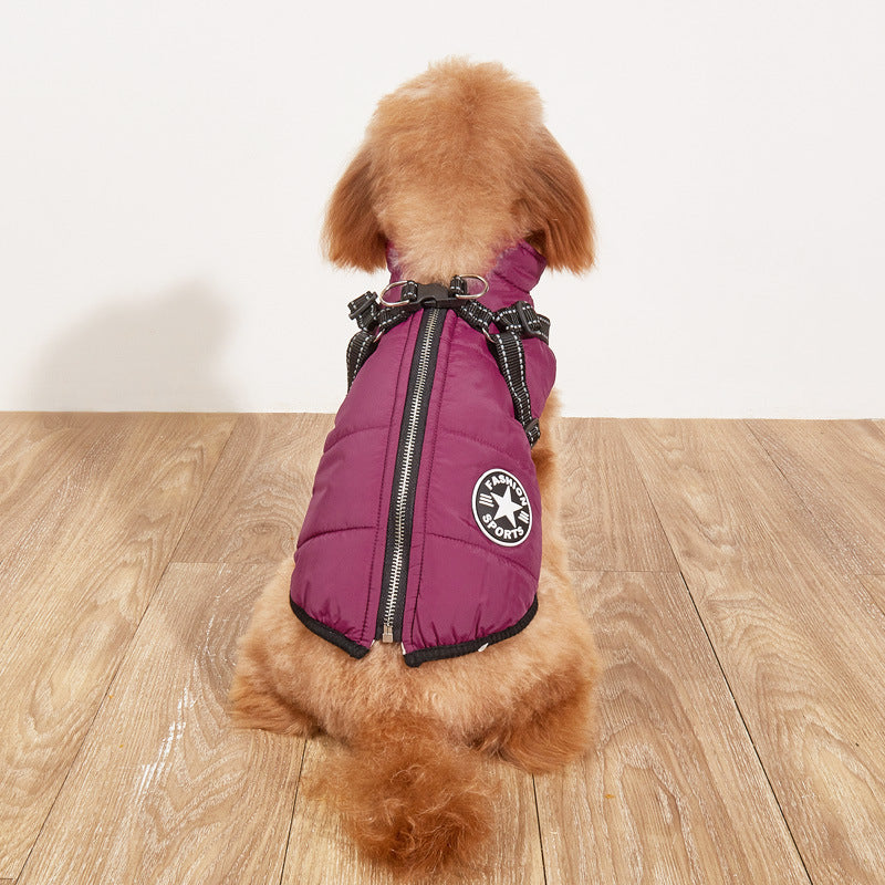 2 in 1 Reflective Fleece Dog Jacket with Adjustable Straps