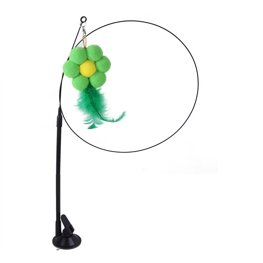 Simulated Bird Cat Teaser Toy with Bell and Suction Cup