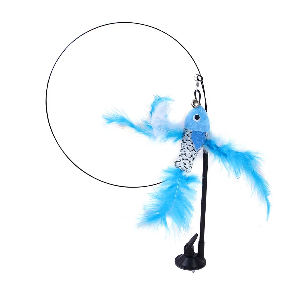 Simulated Bird Cat Teaser Toy with Bell and Suction Cup