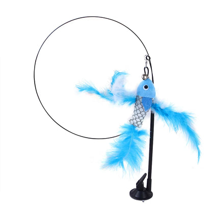 Simulated Bird Cat Teaser Toy with Bell and Suction Cup