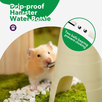 MEWOOFUN: Hamster Water Bottle with Stand & Hideout