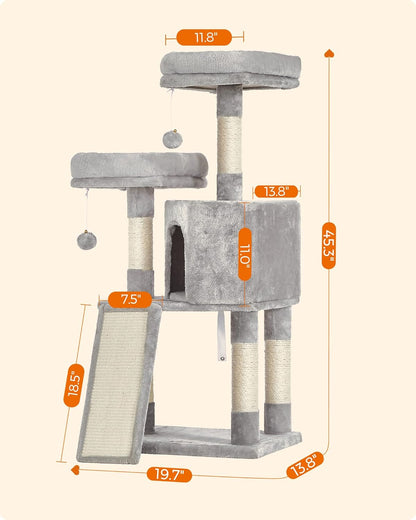 Multi-Level Cat Tower with Scratching Post