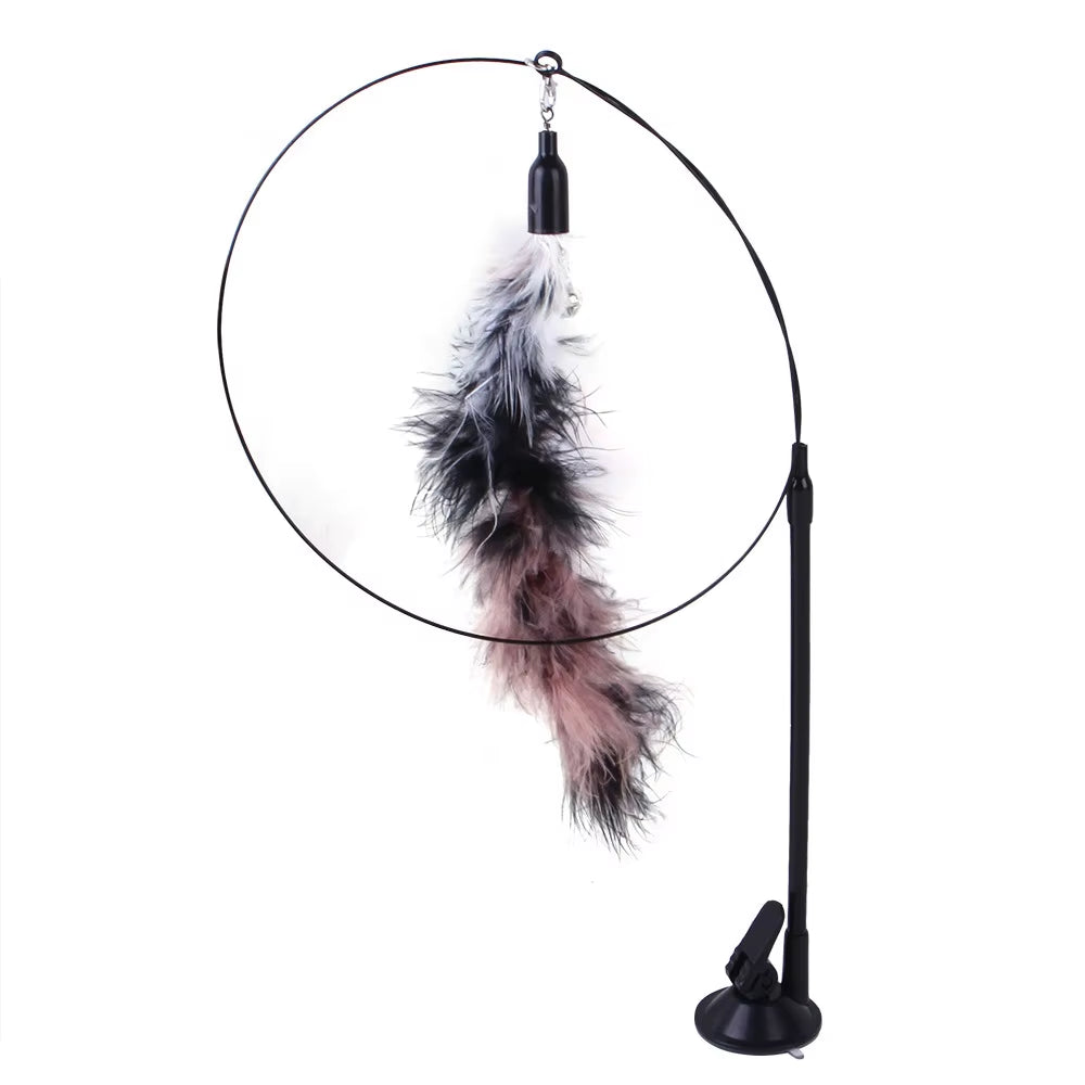 Simulated Bird Cat Teaser Toy with Bell and Suction Cup