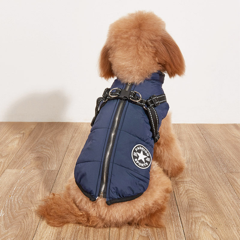 2 in 1 Reflective Fleece Dog Jacket with Adjustable Straps