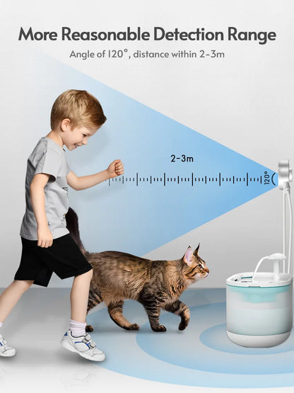 Cat Water Fountain with Paw-Shaped PIR Motion Sensor 