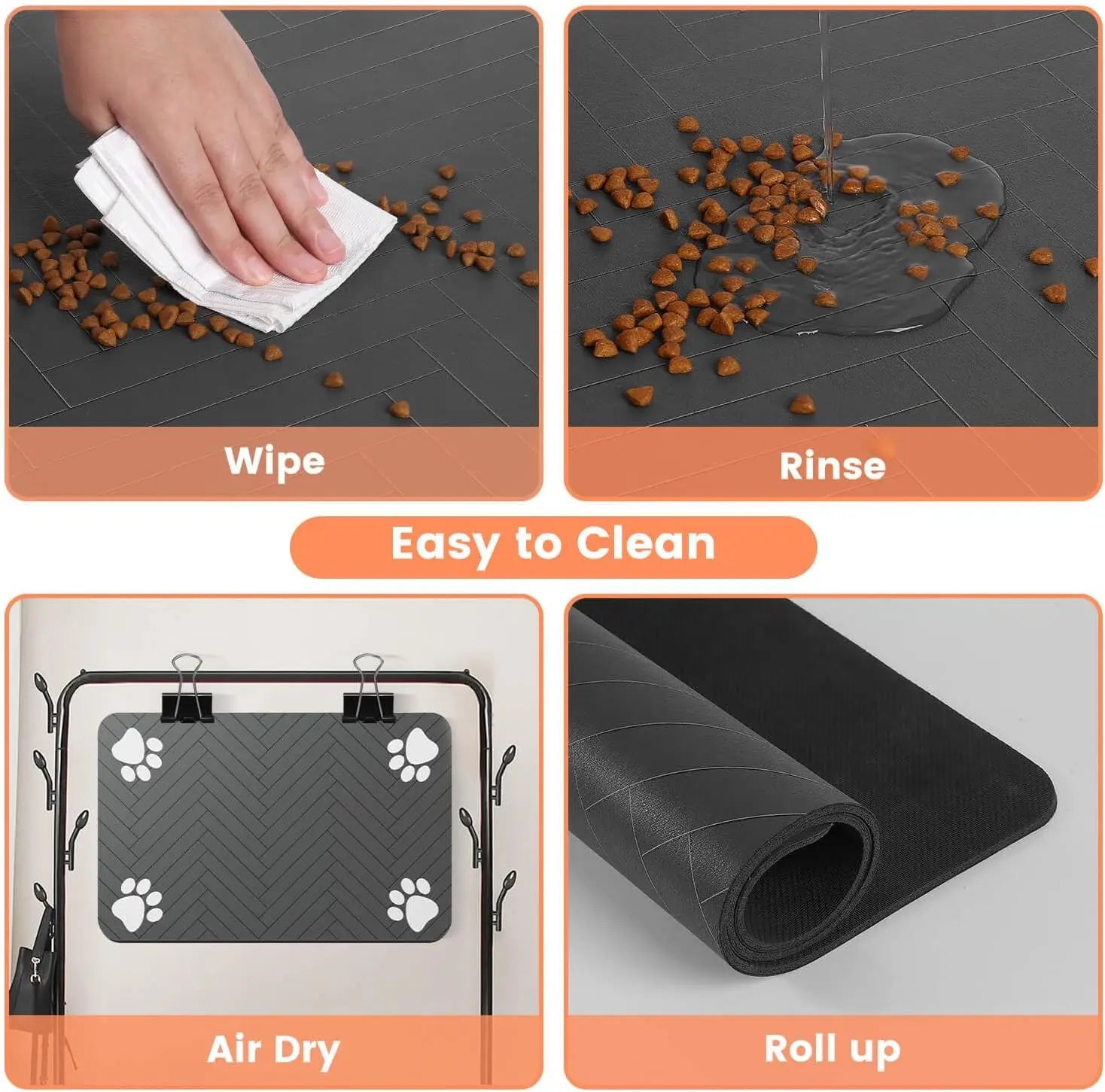 Absorbent Pet Feeding Mat with Waterproof Rubber Backing