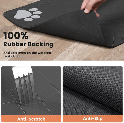 Absorbent Pet Feeding Mat with Waterproof Rubber Backing