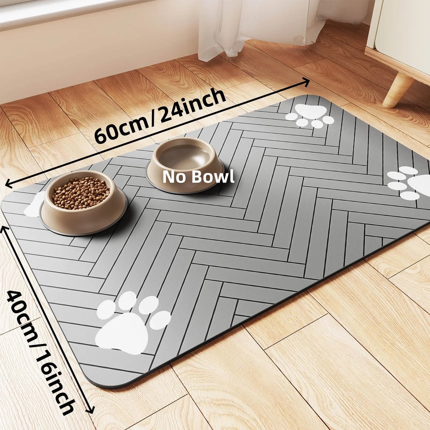 Absorbent Pet Feeding Mat with Waterproof Rubber Backing