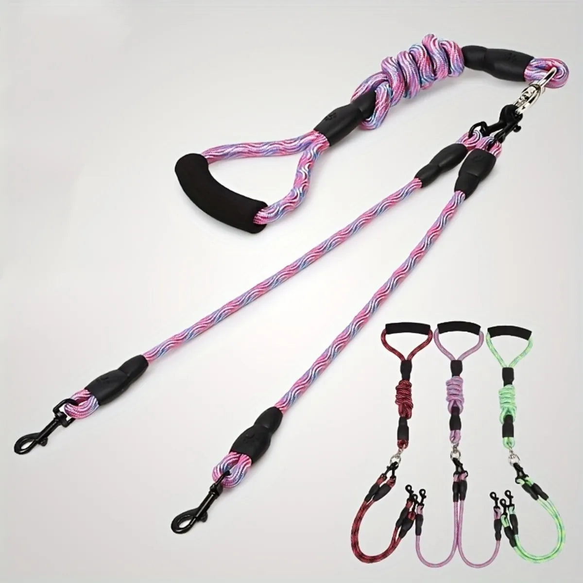 Dual Head Dog Walking Leash with Wavy Design