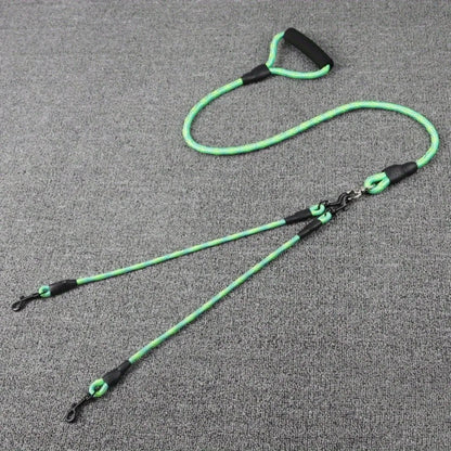 Dual Head Dog Walking Leash with Wavy Design