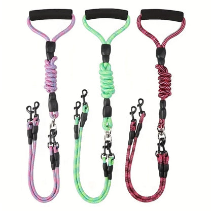 Dual Head Dog Walking Leash with Wavy Design