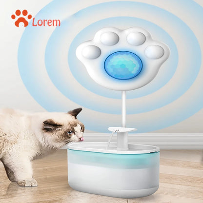 Cat Water Fountain with Paw-Shaped PIR Motion Sensor 