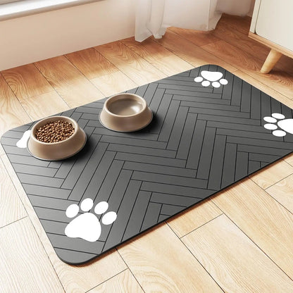 Absorbent Pet Feeding Mat with Waterproof Rubber Backing