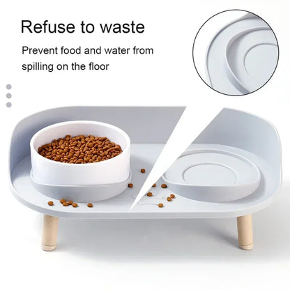 Elevated Double Food and Water Bowls for Cats and Dogs