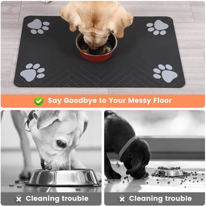 Absorbent Pet Feeding Mat with Waterproof Rubber Backing