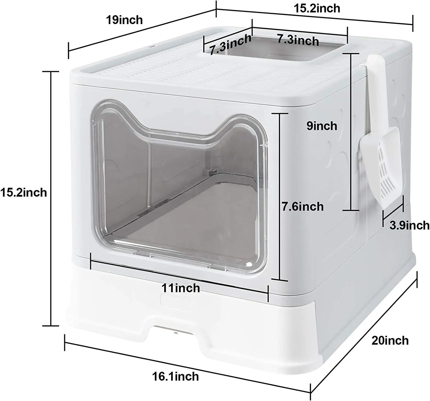 Foldable Cat Litter Box with Top Entry & Scoop