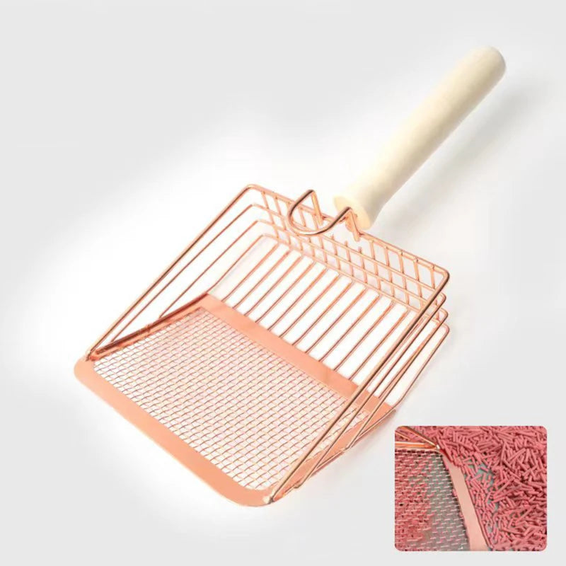 Stainless Steel Cat Litter Scoop with Wooden Handle