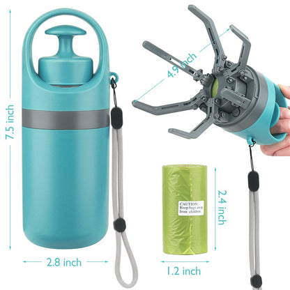 Compact Eight-Claw Dog Pooper Scooper with Bag Dispenser