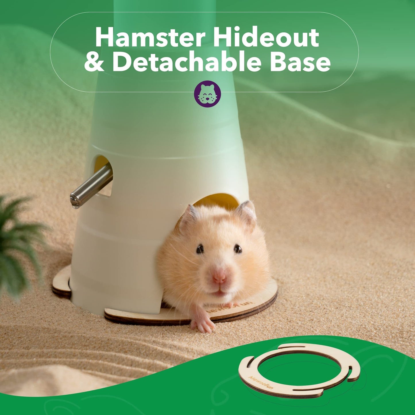 MEWOOFUN: Hamster Water Bottle with Stand & Hideout